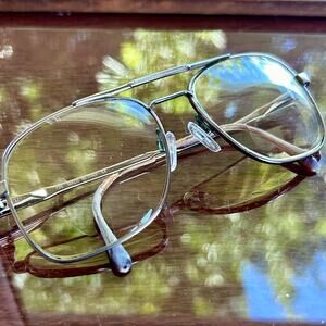 Vintage Luxottica Carlos Brownstone 135 Aviator Glasses Made in Italy